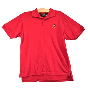 Disney Originals Mens Short Sleeve Polo Shirt Red Size Small Mickey Mouse Logo